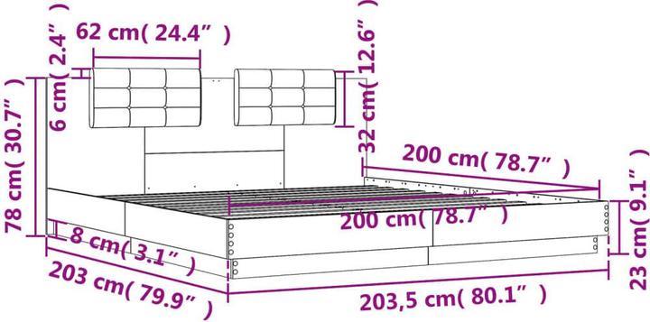 Immagine prodotto VidaXL Giroletto con testiera in rovere Sonoma (200 x 200 cm)