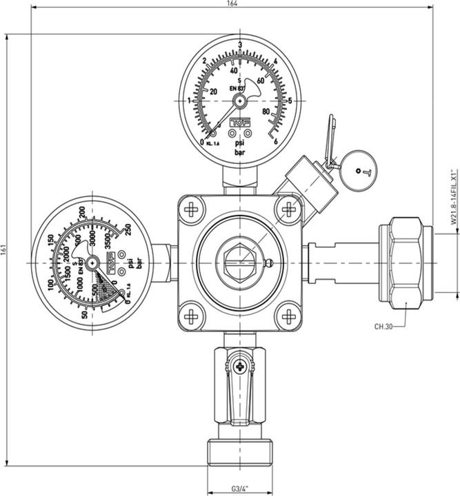 Image du produit Ich-zapfe Druckminderer 1-leitig CO2 für Bier Zapfanlage 3bar