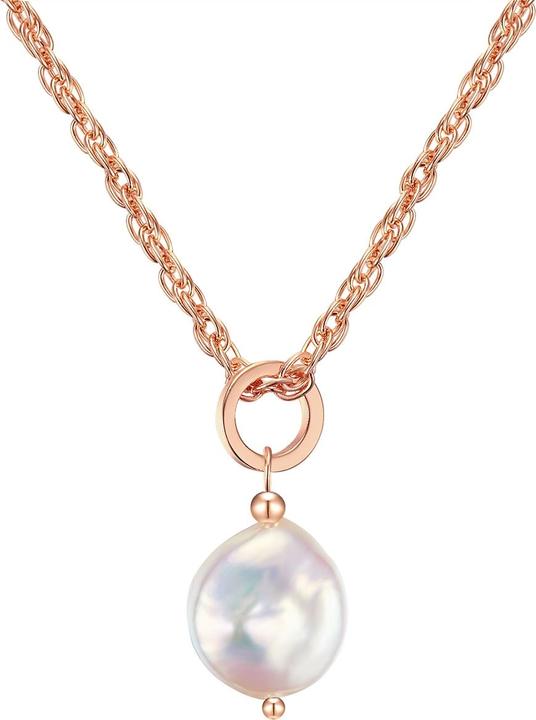 Lulu & Jane Damen Metalllegierung Süßwasser-Zuchtperle Roségold 50,0 cm Grundkette + 5,0 cm Verlängerung - 2926 (Metall-Legierung, 50 - 55 cm)