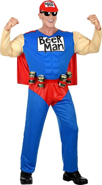 Produktbild Widmann SUPER BEER MAN (Muskel Overall mit Umhang, Gürtel mit Dosenhalter, Basecap), XXL (XXL)