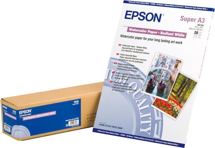 Produktbild Epson Radiant White Watercolor Papier A3+ (190 g/m², A3+, 20 x)