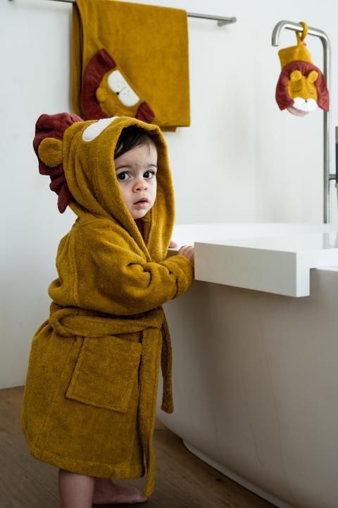 Image du produit Kikadu Peignoir Lion jaune moutarde T. 4-5 (GOTS)