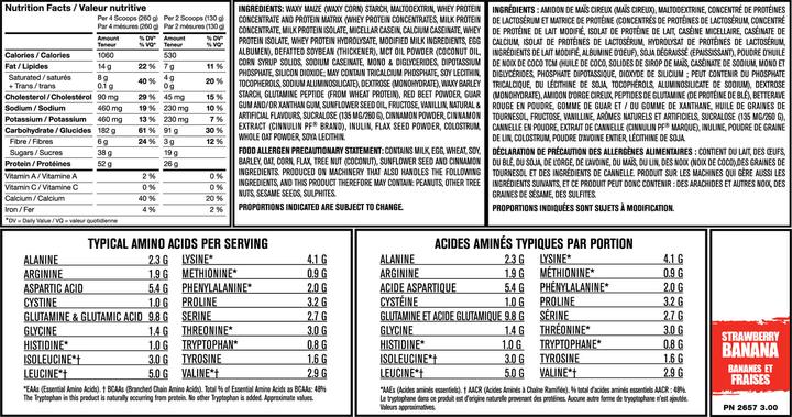Nutritional values and ingredients Mutant Mass (Vanilla, 1 pcs., 6800 g)