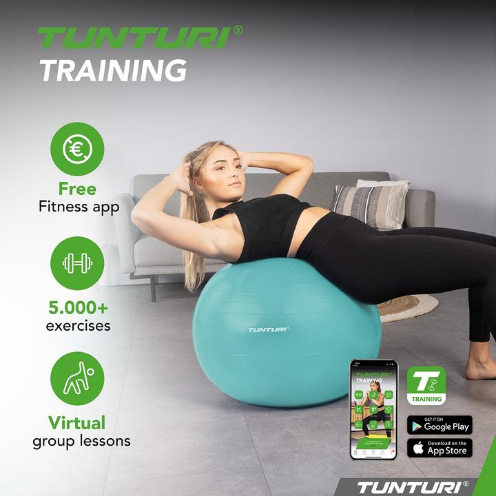Actual product image Tunturi Gym Ball - Fitnessball reissfest ABS 75 cm Türkis (75 cm)