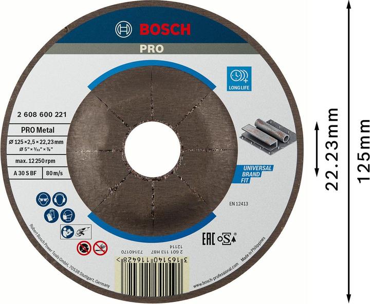 Actual product image Bosch Professional Zubehör PRO Metal cutting disc, 125 x 2.5 x 22.23 mm