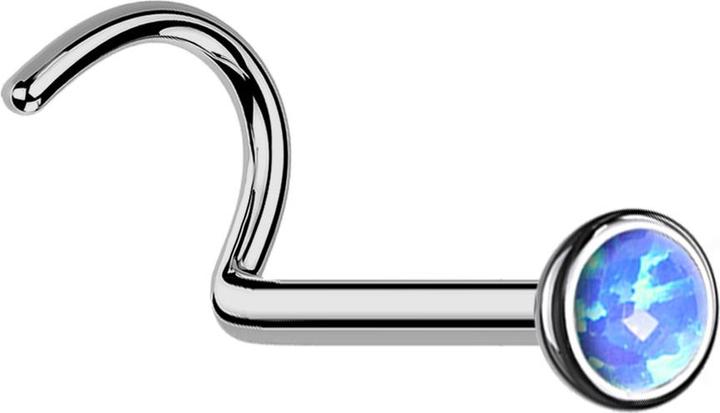 Image du produit Star Piercing Clou de nez courbé argent demi-sphère avec opale bleue (sans laiton, Titane G23)