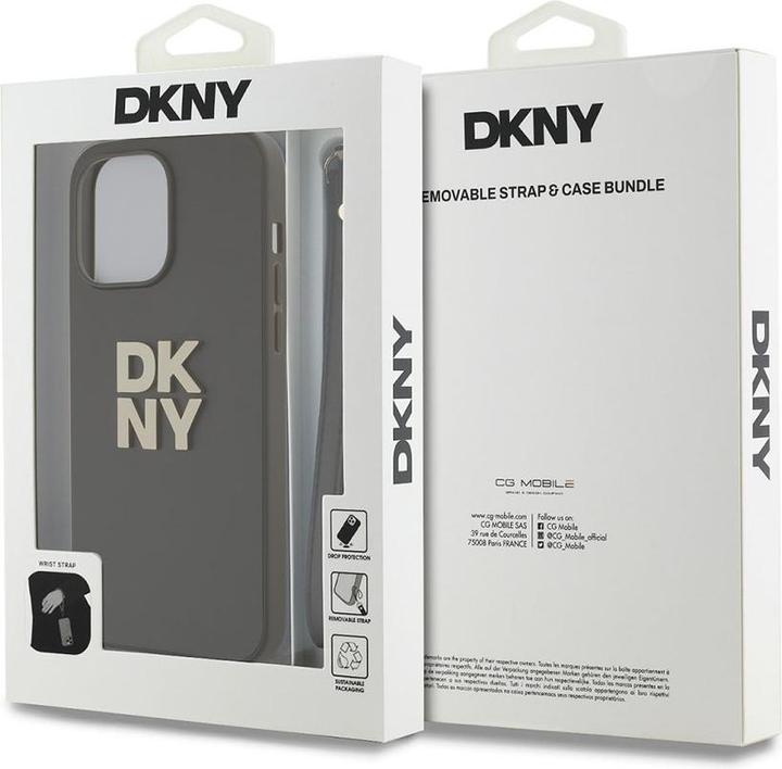 Produktbild DKNY PU Leather Stack Logo Wrist Strap Case for iPhone 15 Pro Brown (Apple iPhone 15 Pro)
