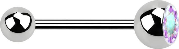 Image du produit Star Piercing Micro Barbell argent avec boule et boule de cristal multicolore (sans laiton, Acier chirurgical 316L)