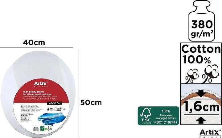 Image du produit Artix Ovale Leinwand 40x50x1,6cm 380G/m2