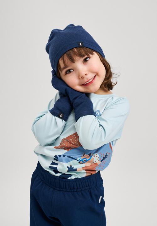 Actual product image Reima Kids Wool Mittens Eino Navy (1, 2)
