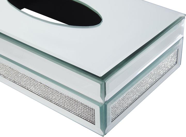 Actual product image Beliani Tissue box holder mirror optic silver 25 x 15 cm CHARLY