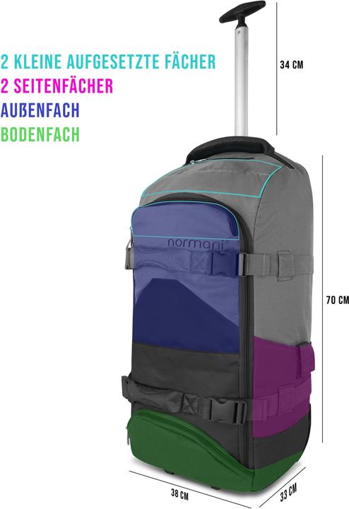 Immagine prodotto Normani Reisetasche mit Rucksackfunktion 90L mit Regenüberzug Schwarz/Grau (90 l, L (90 - 115l))