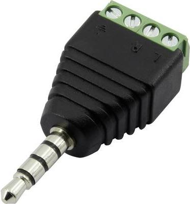 Tru Components 93013c1119 Jack connector 3.5 mm male, straight Number of poles: 4 Stereo Black 1 pc.