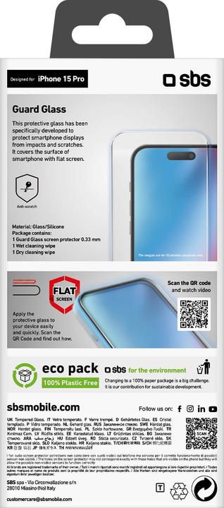 Image du produit SBS Verre de garde (1 pièce(s), Apple iPhone 15 Pro)