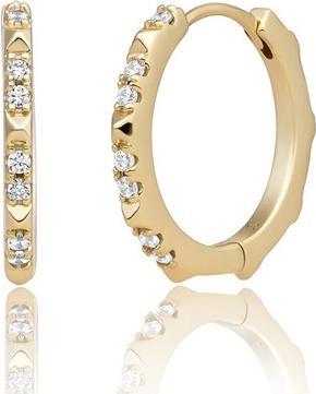 Sparkling Jewels Sparkling Round Gold-Plated Earrings With Cubic Zirconia Eag31