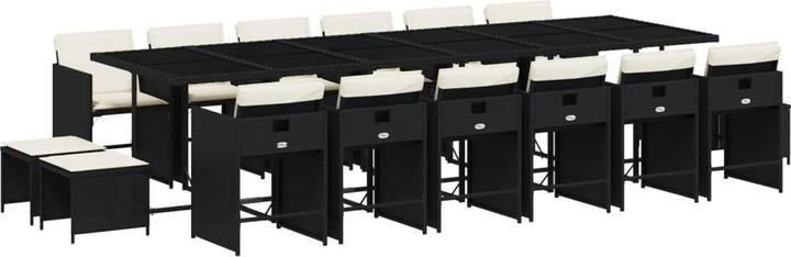 Produktbild VidaXL Gartenmöbel Essgruppe Gartengarnitur Sitzgruppe 17tlg Schwarz Poly Rattan (330 cm)