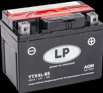 Actual product image Landport Motorbike battery AGM YTX4L-BS 12V 3Ah/10h (12 V, 3 Ah)