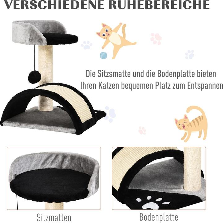 Image du produit PawHut Arbre à chat en peluche (44 cm, Noir)