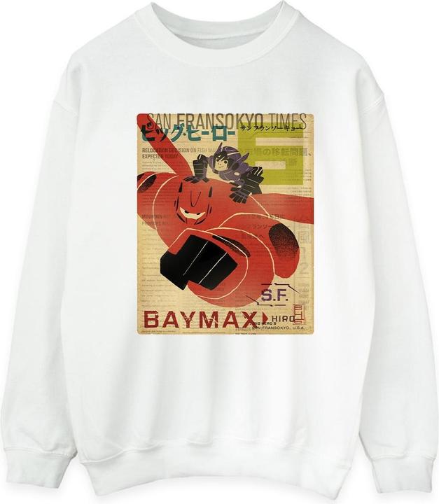 Actual product image Disney Mens Big Hero 6 Baymax Flying Baymax Newspaper Sweatshirt (S)