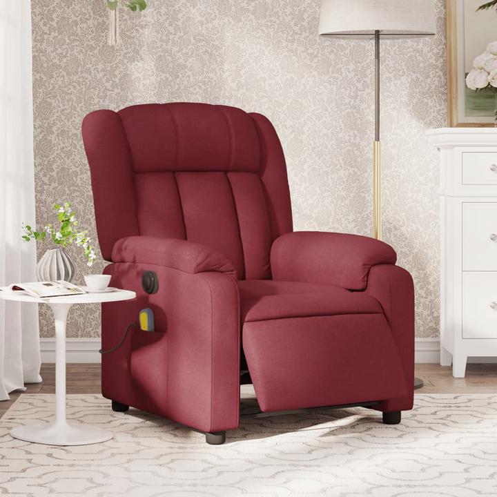 Actual product image VidaXL Massage armchair TV armchair Relax armchair Recliner armchair Wine red fabric