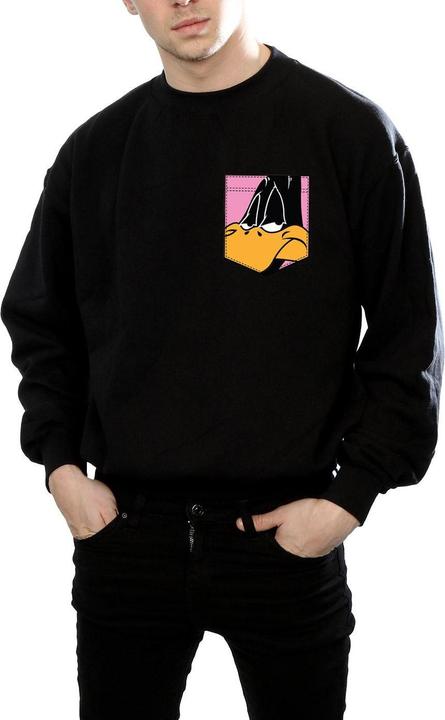 Produktbild Looney Tunes Daffy Duck Face Faux Pocket Sweatshirt (XXL)