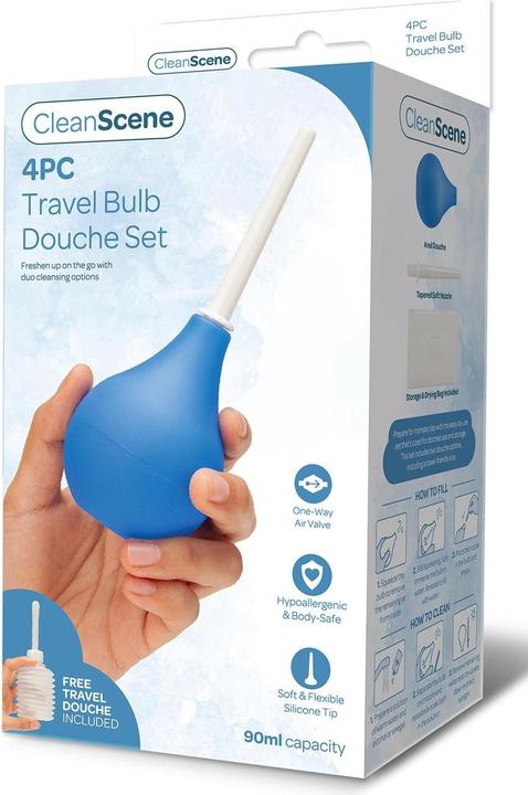 Actual product image AquaClean Clean Scene 4 Piece Travel Bulb Douche Set - Compact and Convenient Anal Cleansing Set
