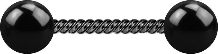 Produktbild Star Piercing Micro Barbell schwarz geflochten mit zwei Kugeln (ohne Messing, Chirurgenstahl 316L)