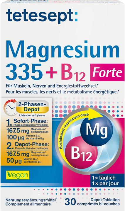 Actual product image Tetesept Magnesium 335 + vitamin B12 (30 Piece, Pills, 79 g)