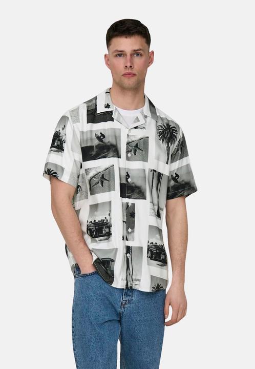 Actual product image Only & Sons Onsnano Reg Cotton Viscose Ss Aop Shirt (XS)