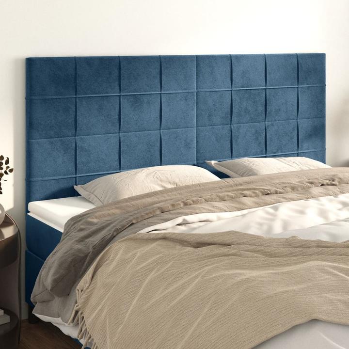 Produktbild VidaXL Kopfteile 2 Stk. Dunkelblau 100x5x78/88 cm Samt,Farbe (200 x 5 x 88 cm)