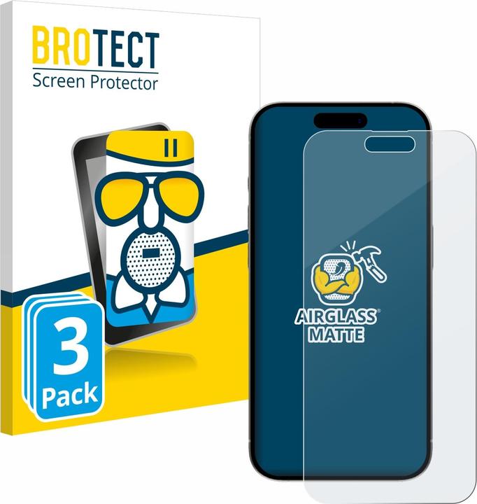 Produktbild BROTECT AirGlass Panzerglasfolie Matt (3 Stück, Apple iPhone 15 Pro Max)