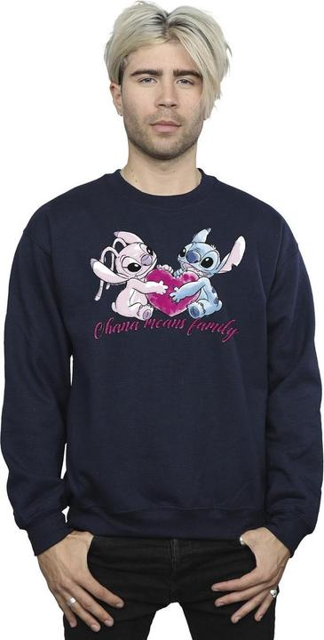 Actual product image Disney Mens Lilo And Stitch Ohana Heart With Angel Sweatshirt (S)