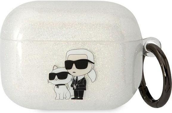 Actual product image Karl Lagerfeld KLAPHNKCTGT Airpods Pro cover transparent Gliter Karl&Choupette (Headphone sleeve)