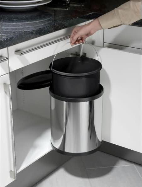 Image du produit Hailo Compact-Box M, poubelle encastrable, 15 litres, inox (15 l)