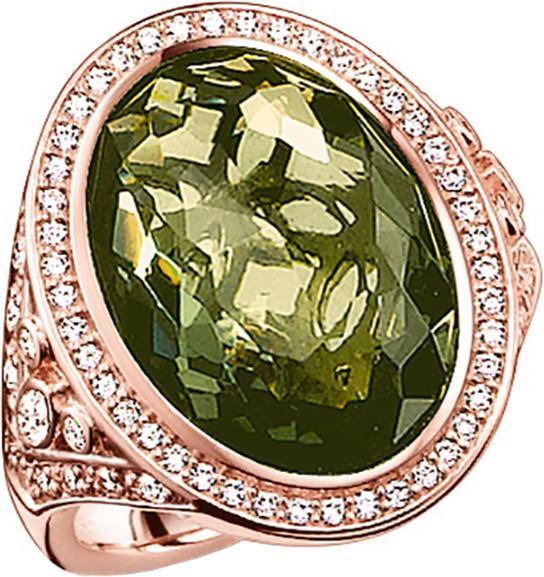 Actual product image Thomas Sabo Ring green and white zirconia rose gold plated TR2022-416-6 (50, 925 Silver)