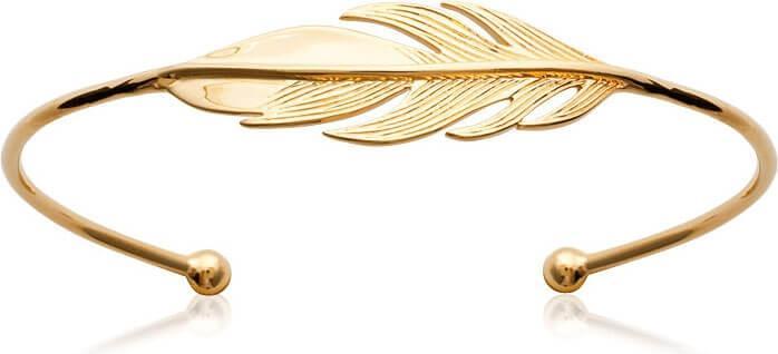 Actual product image Lara Gold plated BRACELET - BANGLE - 56 MM - FEATHER (5.60 cm)