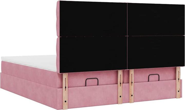 Produktbild VidaXL Ottoman-Bett mit Matratzen Rosa 200x200 cm Samt (200 x 200 cm)