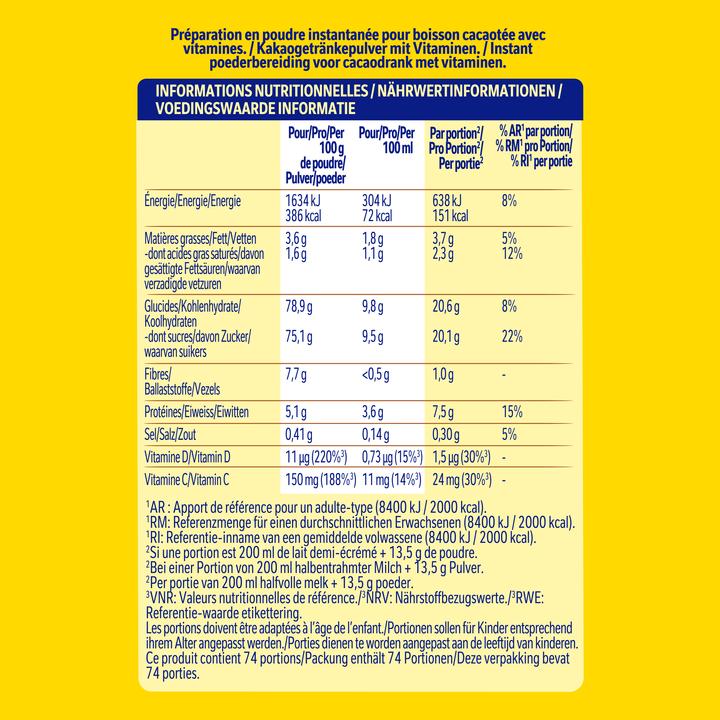 Nutritional values and ingredients Nestlé Cocoa Powder Refill (1000 g)