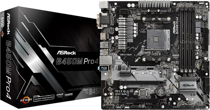 Produktbild AsRock B450M Pro4 (AM4, AMD B450, mATX)