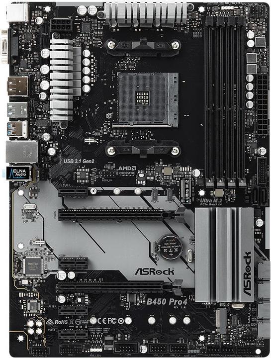 Actual product image AsRock B450 Pro4 (AM4, AMD B450, ATX)