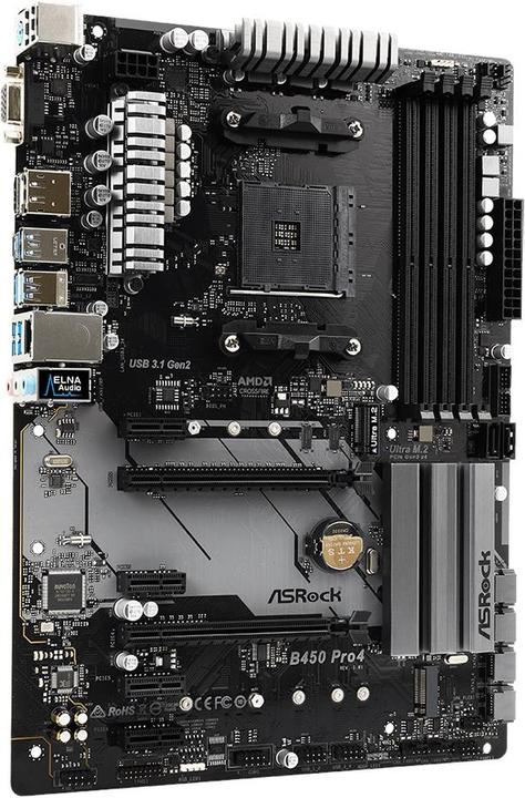 Actual product image AsRock B450 Pro4 (AM4, AMD B450, ATX)