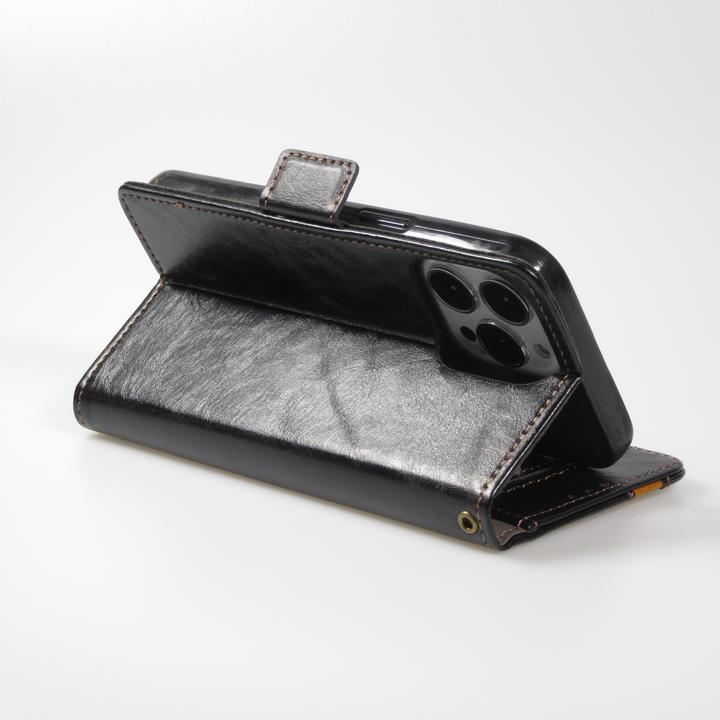 Actual product image PhoneLook Etui cuir Flip Wallet en cuir véritable avec stripe design et compartiment à cartes (Apple iPhone 13 Pro Max)