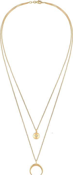 Produktbild Elli Halskette Layer Halbmond Stern Plättchen Zirkonia 925 Silber (925er Sterling Silber, Zirkonia, 45 cm)