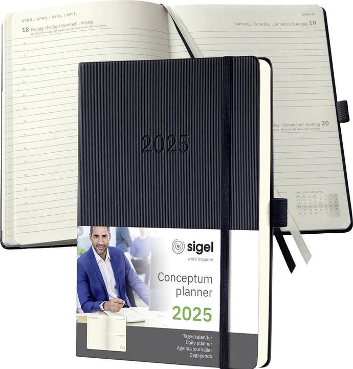 Actual product image Sigel Daily calendar 2025 C2510 1T/1S black 21.3x14.8cm (German)