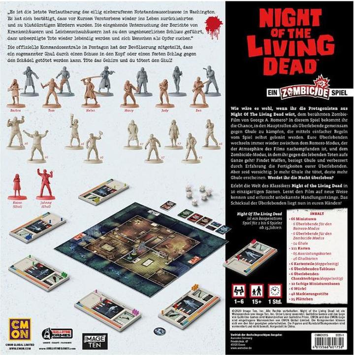 Produktbild Cmon CMND1215 - Zombicide: Night of the Living Dead, Brettspiel, 1-6 Spieler, ab 14 Jahren (DE-Ausgabe) (Deutsch)