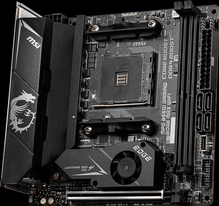Actual product image MSI MPG B550I GAMING EDGE MAX WIFI - Motherboard - Mini-ITX - Socket AM4 - AMD B550 (AM4, AMD B550, Mini-ITX)