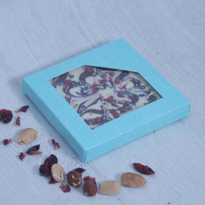 Produktbild miniSchoggi Schokoladentafel Verpackung Türkis, 10cm x 10cm, 10 Stück (Geschenktüte, 10 x)