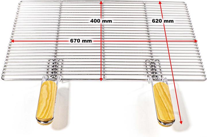 Actual product image Wiltec BBQ Grillrost Eckig 67x40cm Edelstahl Grillgitter Handgriffe Gasgrill Kugelgrill