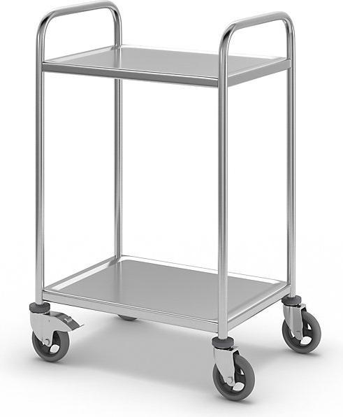 Produktbild Köhler Edelstahl-Servierwagen, 2 Etagen, luftidentische Reifen, LxBxH 700x470x970 mm