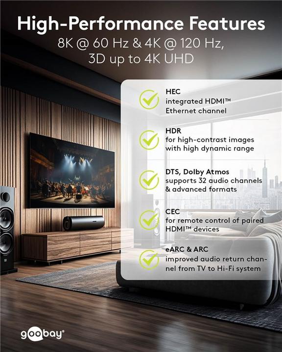 Immagine prodotto Goobay Adattatore angolare HDMI 90°, placcato oro 8K@60HZ (HDMI)